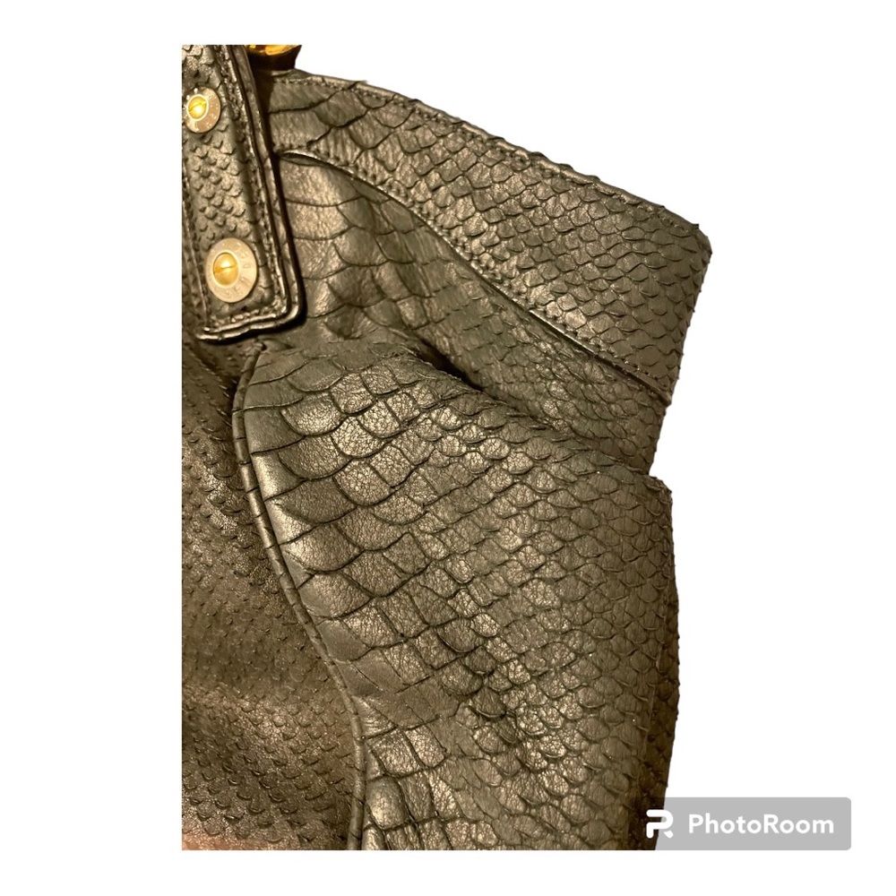 HENRI BENDEL Milliner Shopper - black embossed leather reptile pattern - in EUC! - Picture 10 of 15